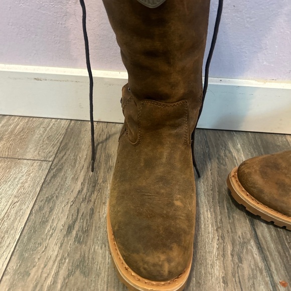 HARLEY-DAVIDSON Brown Leather Dorland Zip Motorcycle Full Back-Lace Up Boots 9.5 - Picture 2 of 16